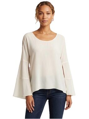 Bailey 44 Bonsai Women’s Cream Chalk Bell Sleeve Blouse Size Medium